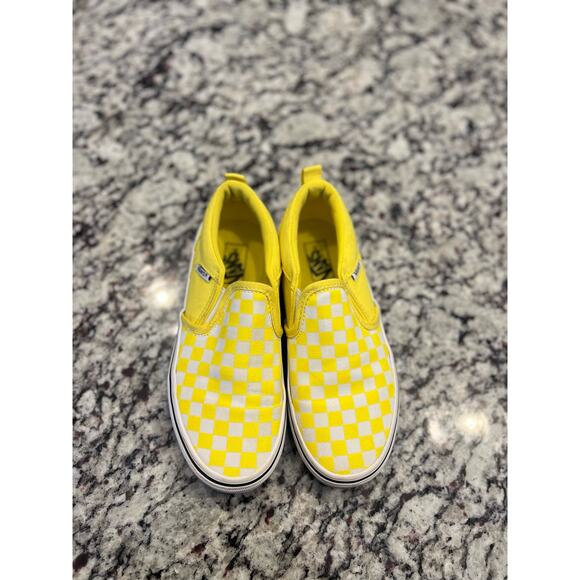 VANS slip on shoes kids size 3 yellow checkered - Picture 6 of 12